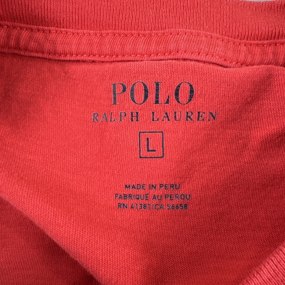 Polo Ralph Lauren T-Shirt Mens L Red Short Sleeve Crewneck Logo Preppy Casual - Picture 5 of 6